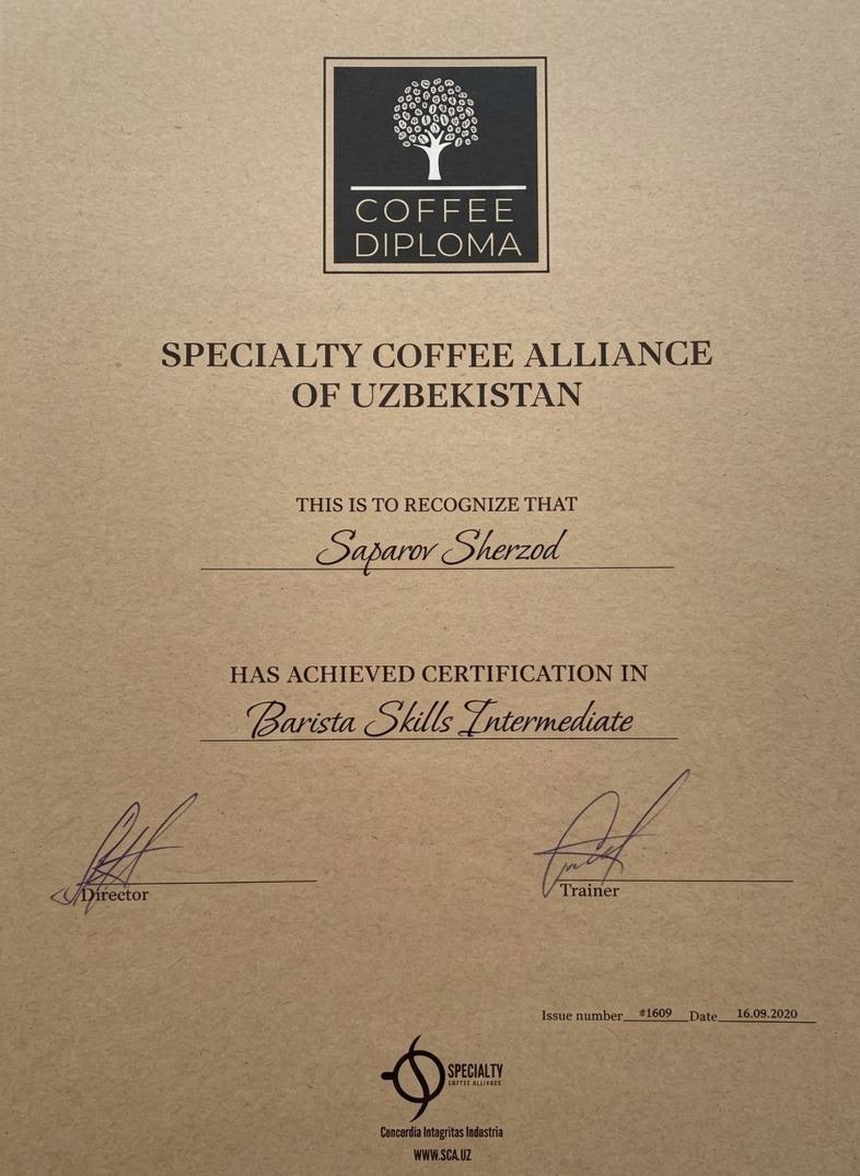 SCA Uzbekistan — Barista Skills Intermediate